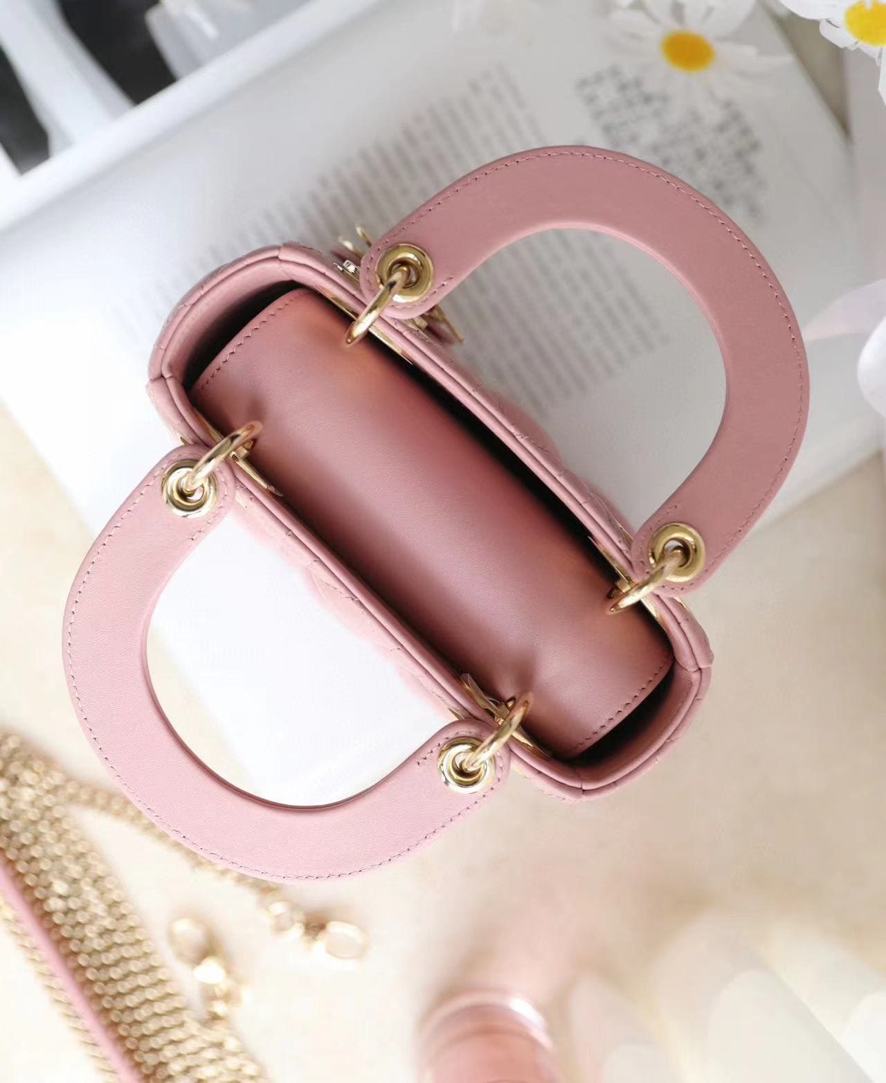 TÚI CHRISTIAN DIOR Women Micro Lady Dior Bag Pink Cannage Lambskin