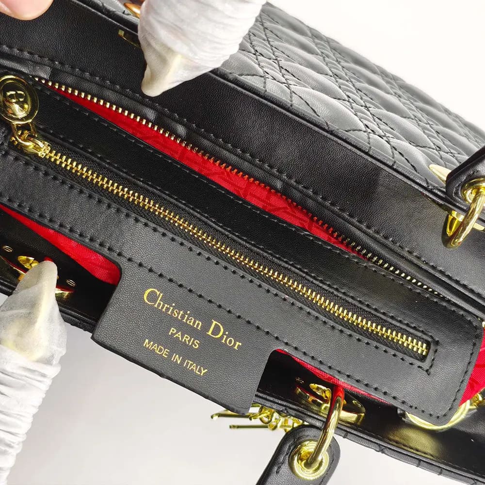 TÚI Dior nữ cỡ lớn Lady màu đen Cannage da cừu