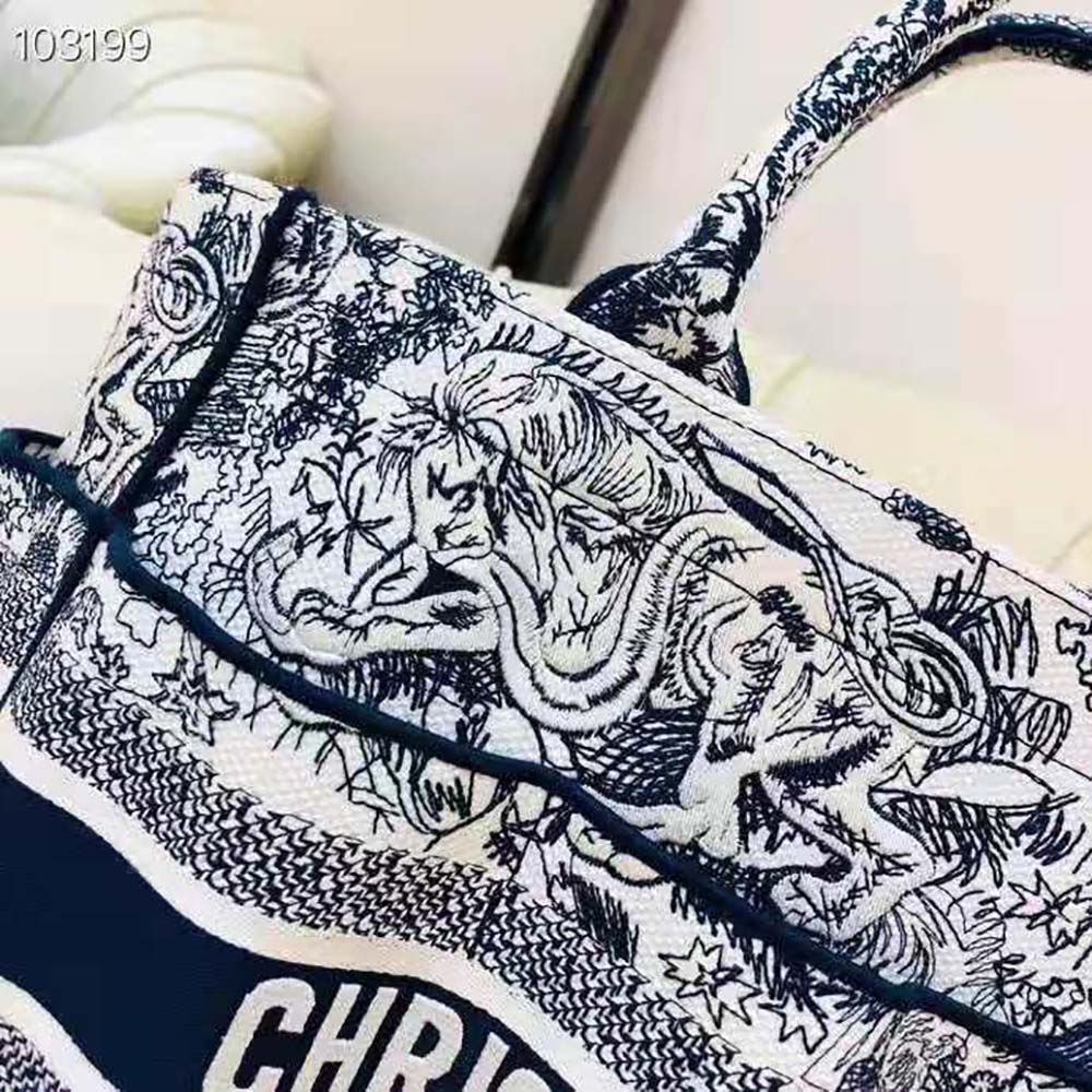 TÚI Dior Women Catherine Tote Blue Toile de Jouy Embroidery