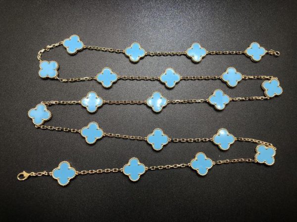 Vòng cổ Van Cleef & Arpels Alhambra Turquoise 20 Motif vàng hồng 18K