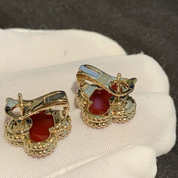 Bông tai Van Cleef & Arpels Vintage Alhambra Carnelian vàng hồng 18K