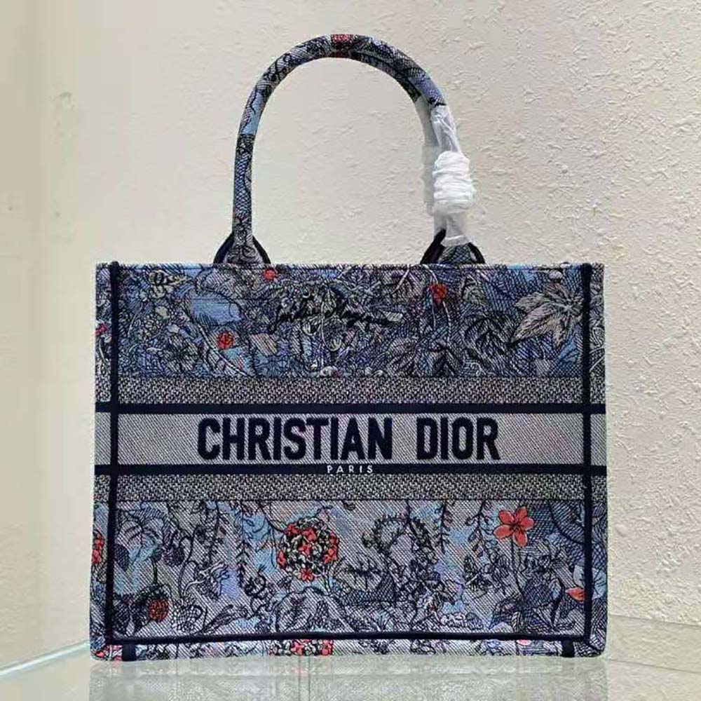 TÚI Christian Dior Tote Denim Multicolor Dior Jardin Magique Embroidery