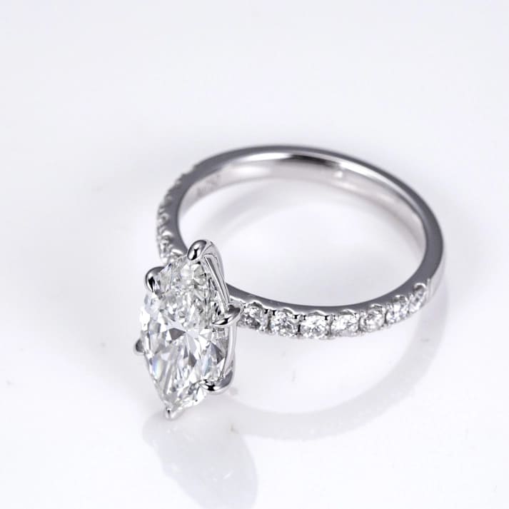 Nhẫn kim cương đơn hình Marquise 3.09CT vàng trắng 18K