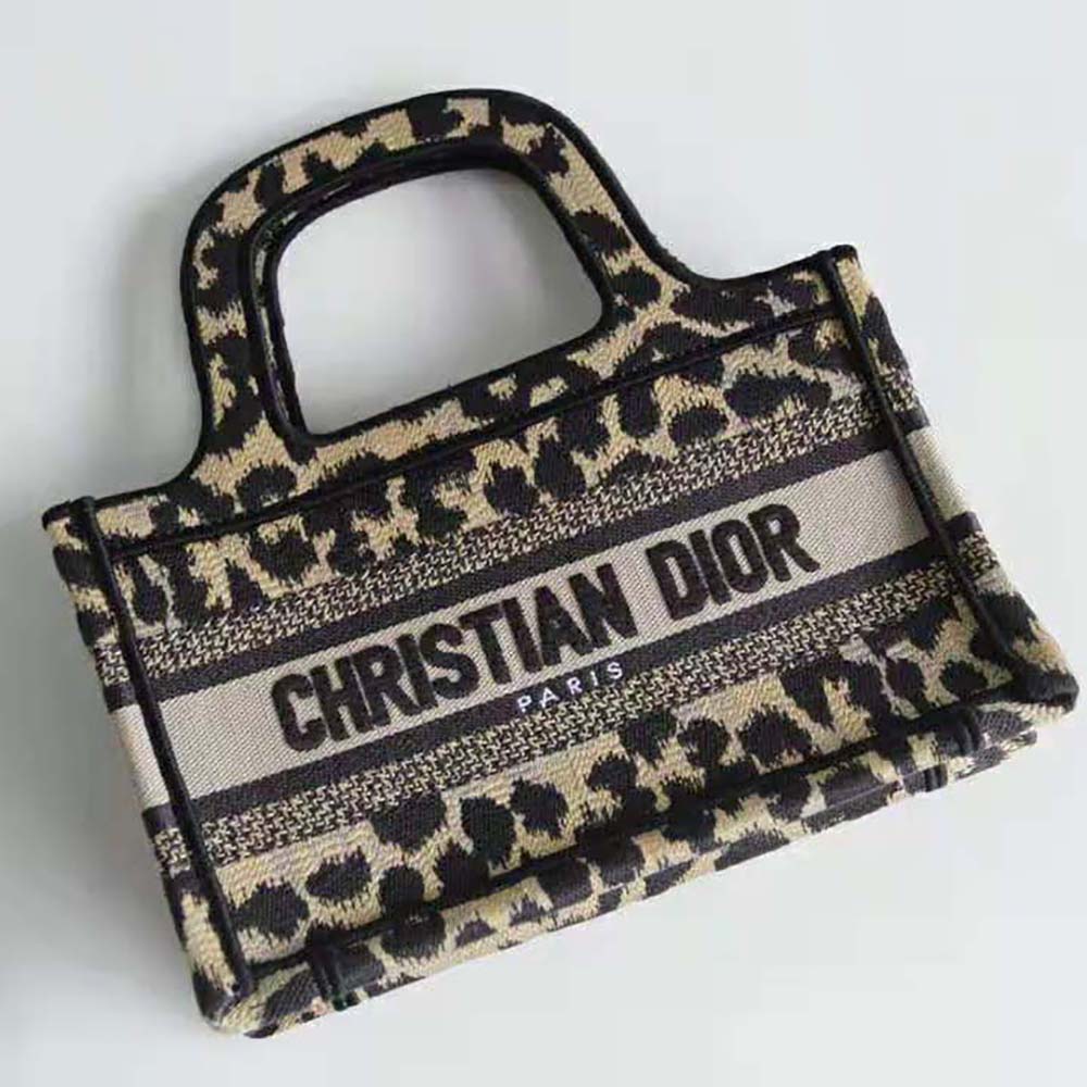 TÚI Dior Women Mini Dior Book Tote Beige Multicolor Mizza Embroidery