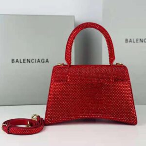 TÚI Balenciaga Women Hourglass XS Handbag with Rhinestones-Red
