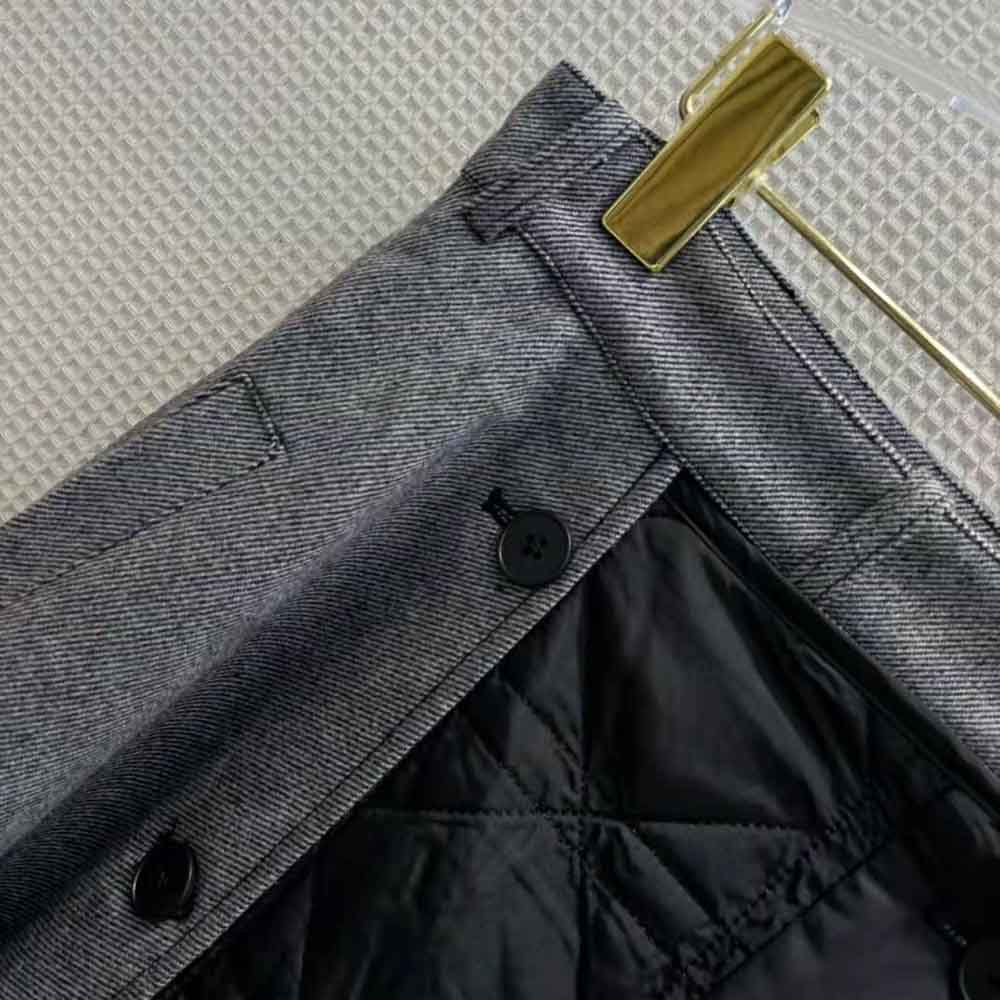 Chân váy Dior Cannage Lined Mid-Length Skirt Gray Technical Cotton Drill