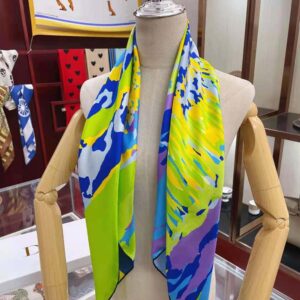 KHĂN Dior Women D-Wood Square Scarf Multicolor Silk Twill-Blue