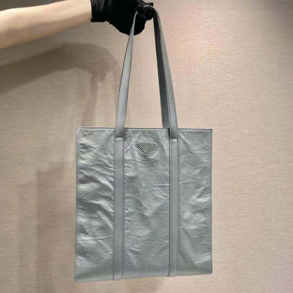 TÚI Prada Antique Nappa Leather Tote-Gray