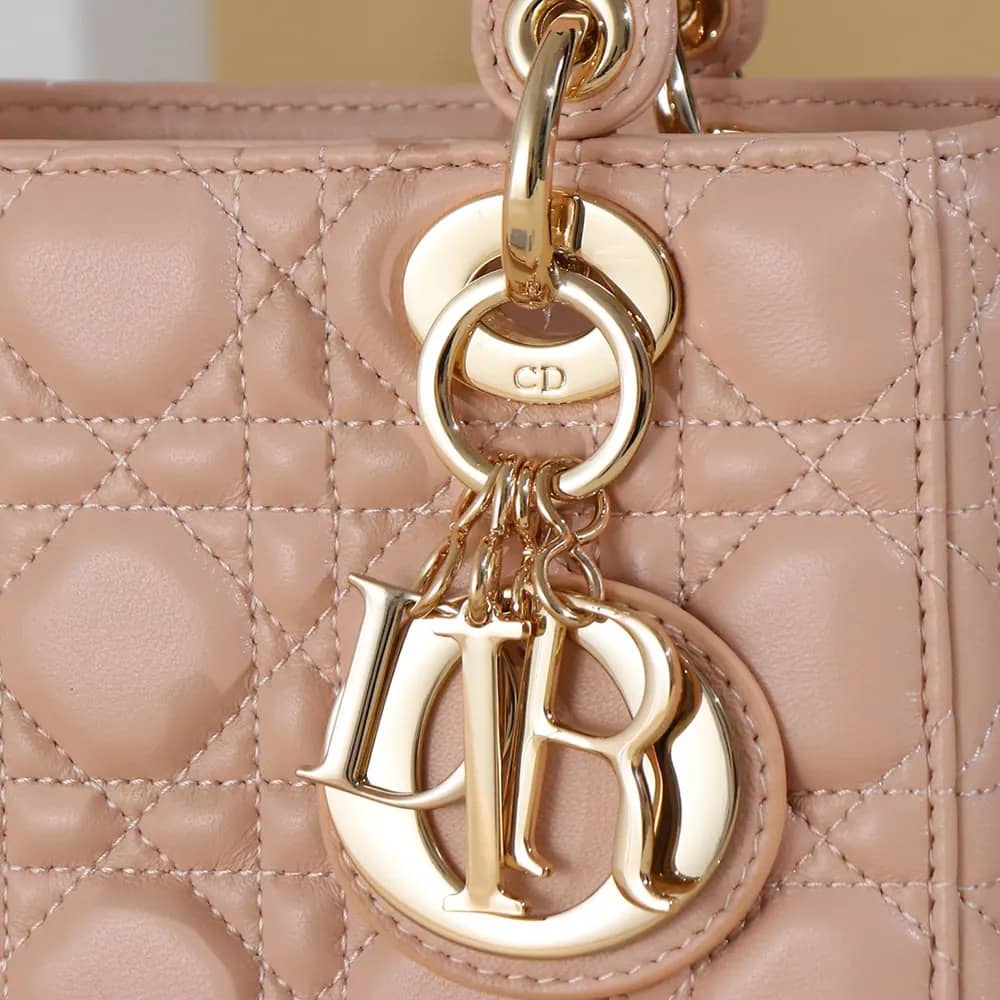 TÚI Dior Women Small Lady Dior My ABC Dior Blush Cannage Lambskin da cừu