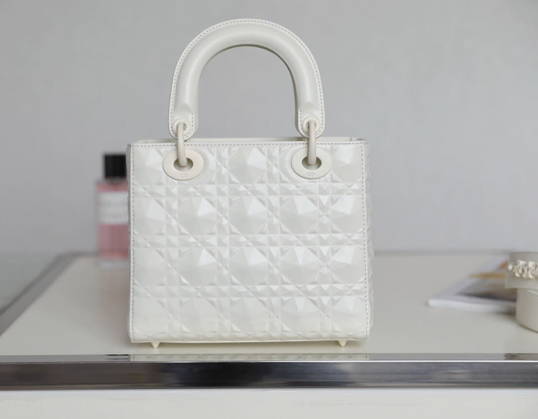 TÚI CHRISTIAN DIOR Small Lady Dior my Abcdior Bag White Cannage Calfskin with Diamond Motif Top Quality