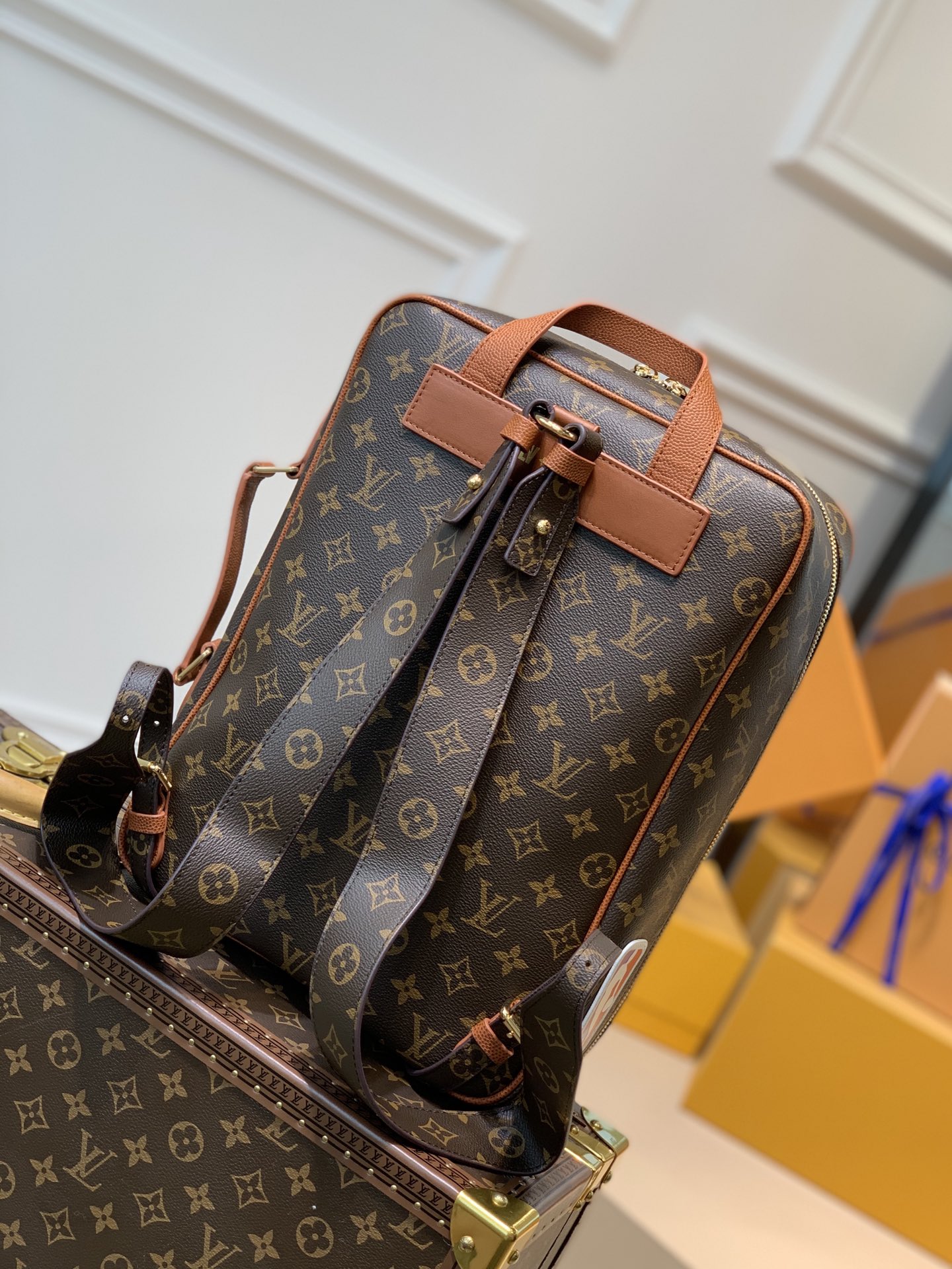 BALO LOUIS VUITTON LVxNBA SEASON 2 MONOGRAM Leather Backpack-Brown