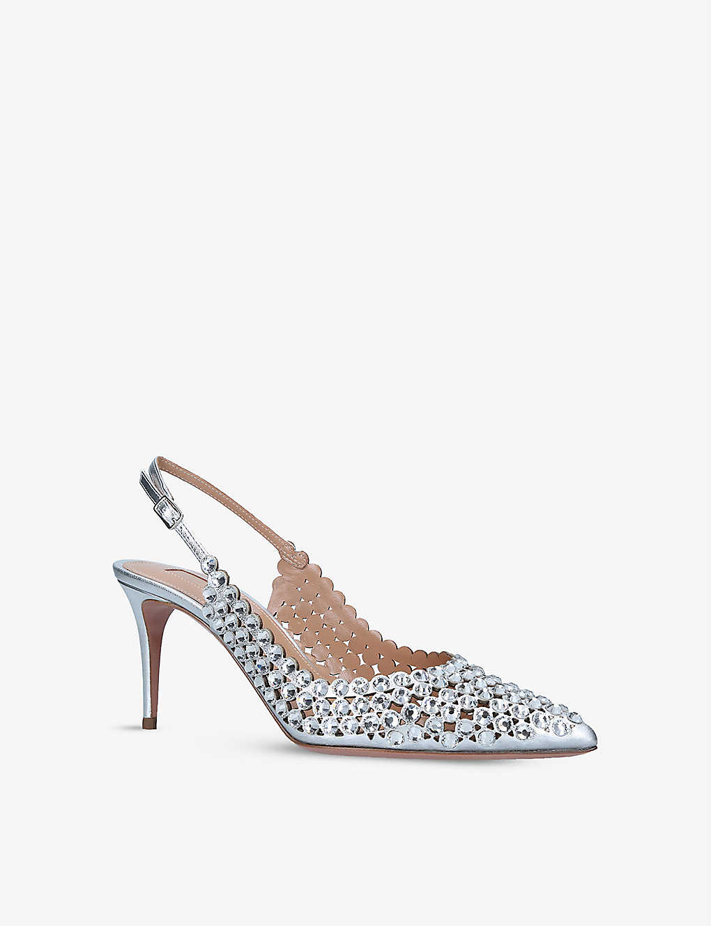 GIÀY AQUAZZURA Tequila 75 leather and crystal heeled sandals