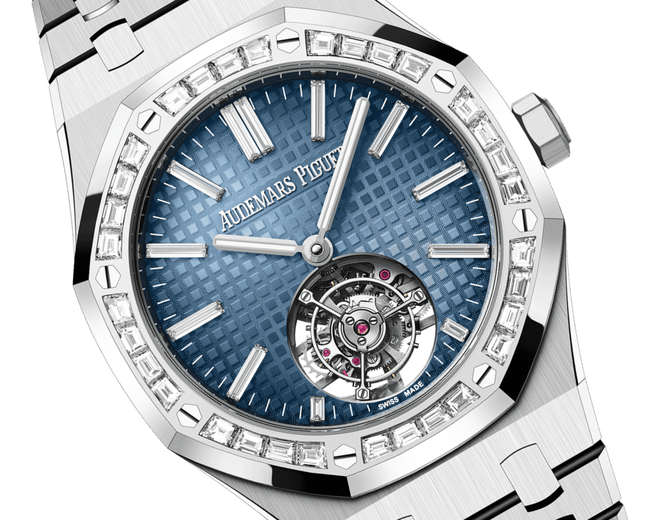 Đồng hồ Đồng hồ Ademars Piguet Royal Oak Selfwinding Flying Tourbillon Diamond mặt số màu xanh