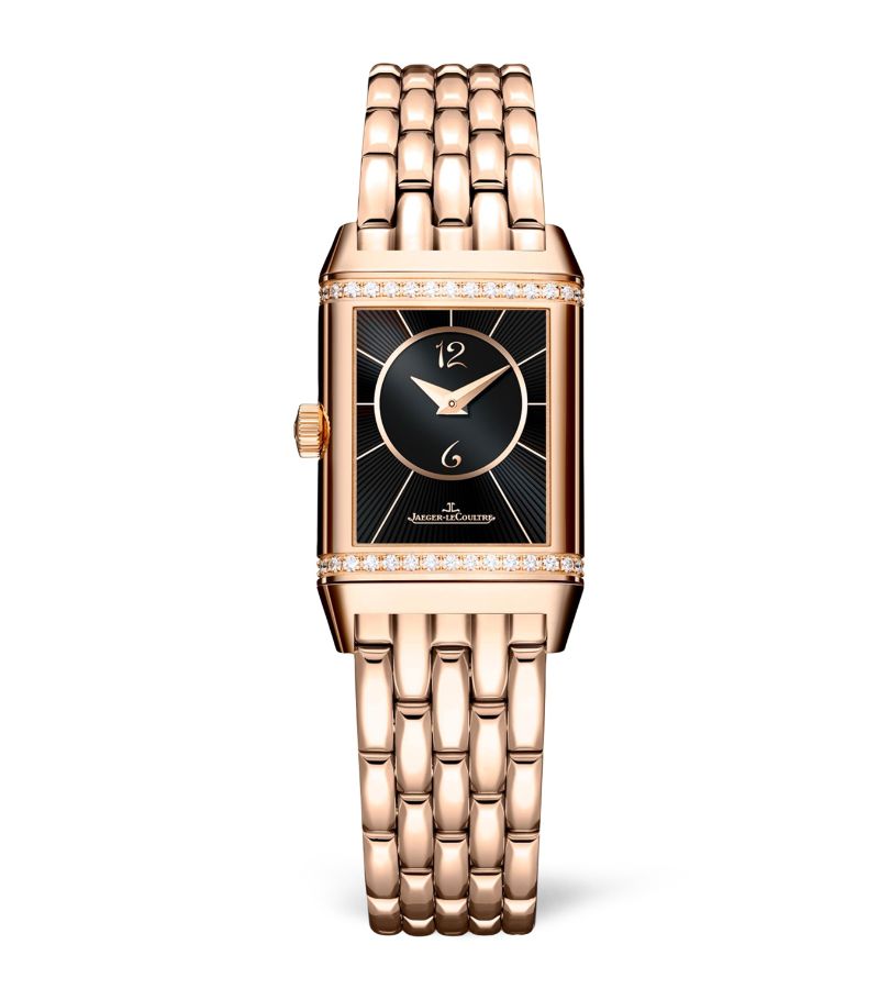 Đồng hồ JAEGER-LECOULTRE Rose Gold and Diamond Reverso Classic Duetto 21mm mặt số màu trắng