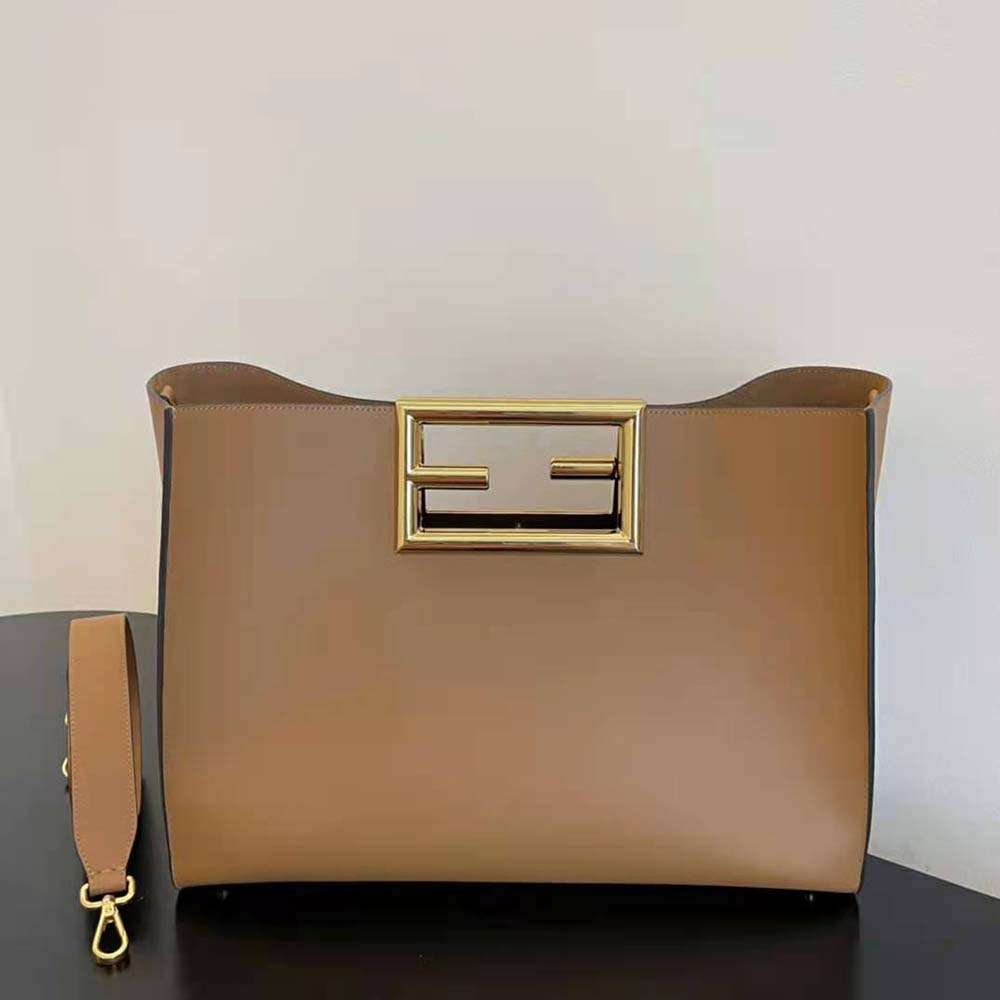 TÚI Fendi Way Medium Made of Camellia-Colored Leather Bag-Brown