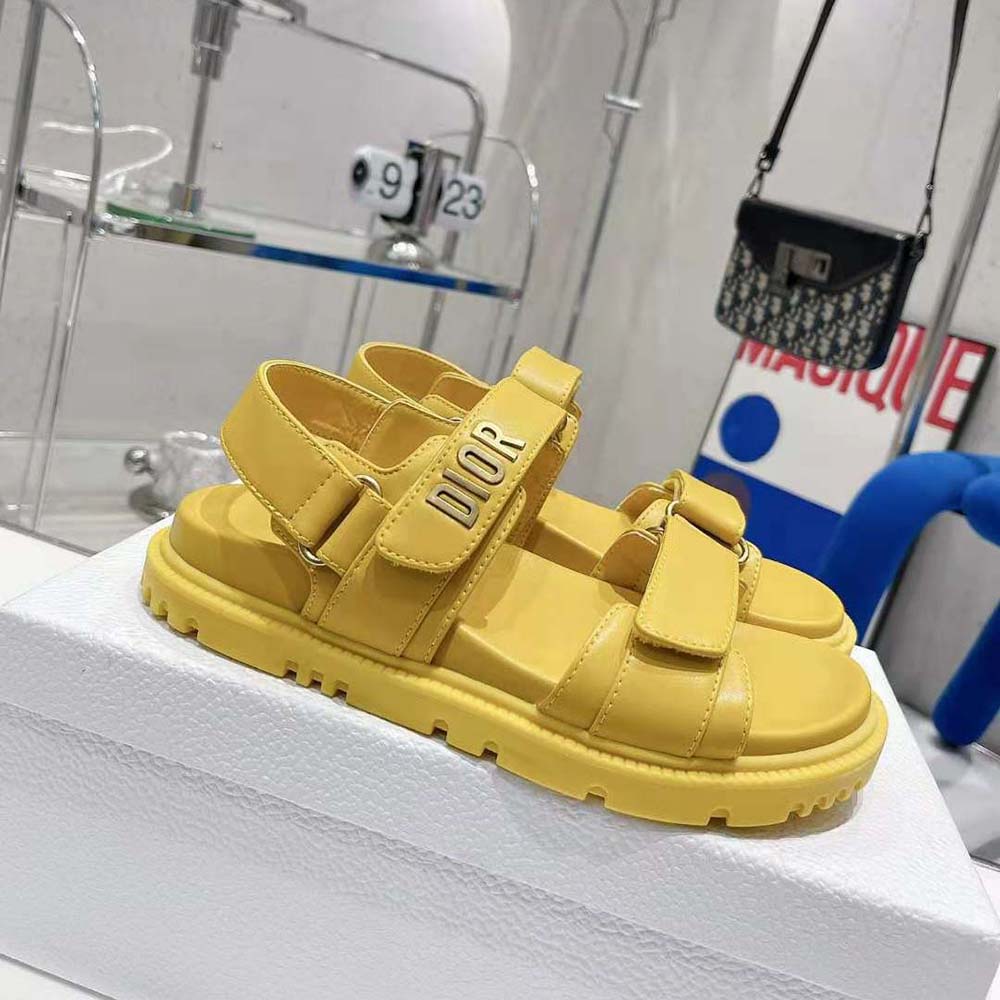 DÉP SANDAL DIOR Dioract Sandal Mustard Yellow Lambskin