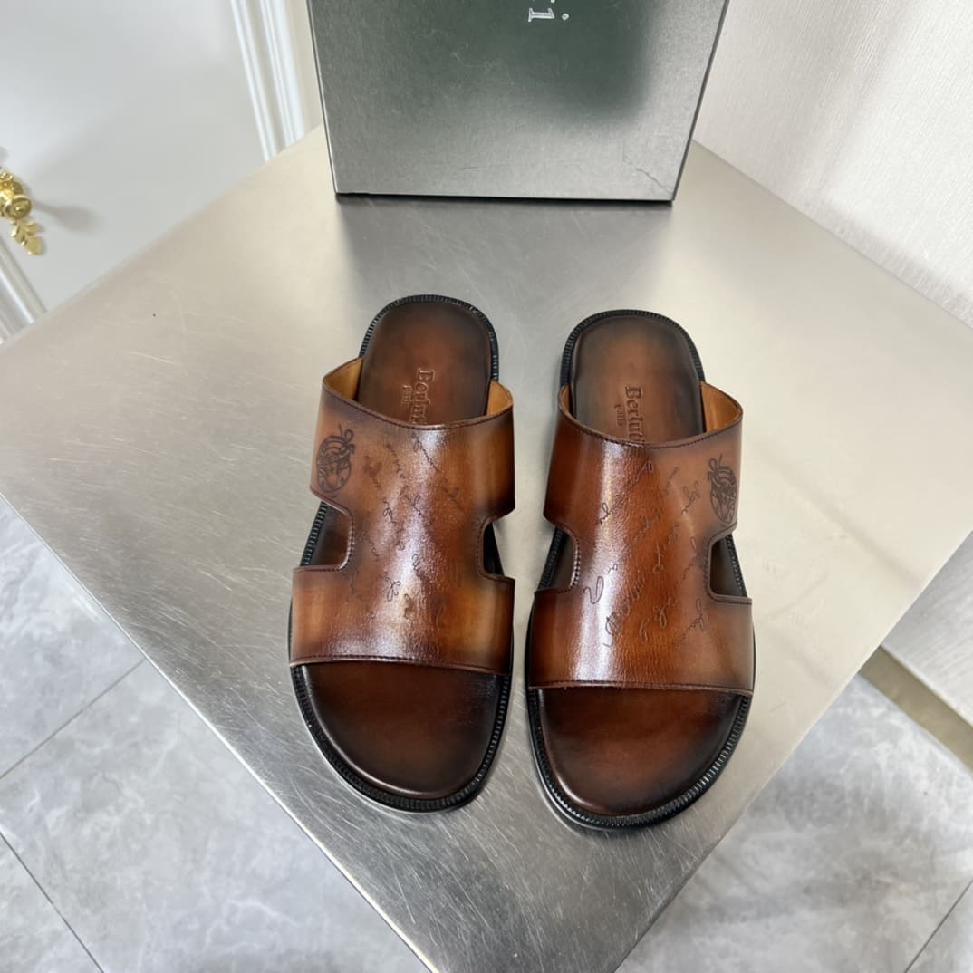 DÉP BERLUTI PATINA LEATHER SLIPPER