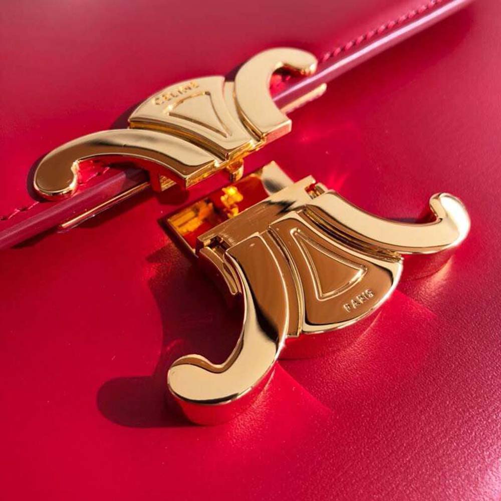 TÚI Celine Women Teen Triomphe Bag in Shiny Calfskin-Red