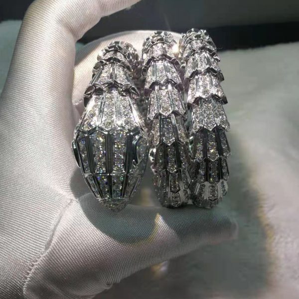 Vòng tay BVLGARI Serpenti Full Pave vàng trắng 18K