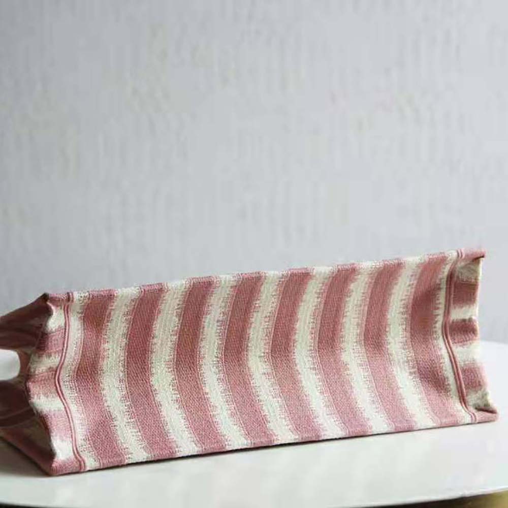 TÚI Dior Women Dior Book Tote Pink D-Stripes Embroidery