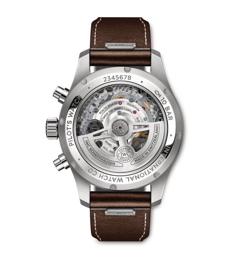 Đồng hồ IWC Stainless Steel Pilot’s Chronograph Watch mặt số màu xanh dương