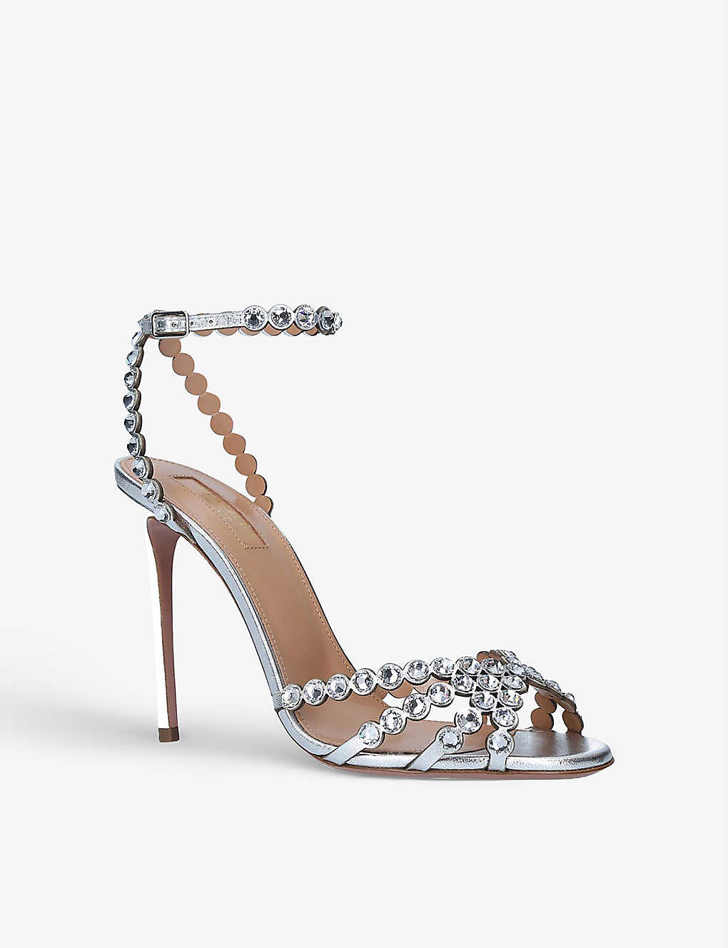 GIÀY AQUAZZURA Tequila 105 gem-embossed leather heeled sandals