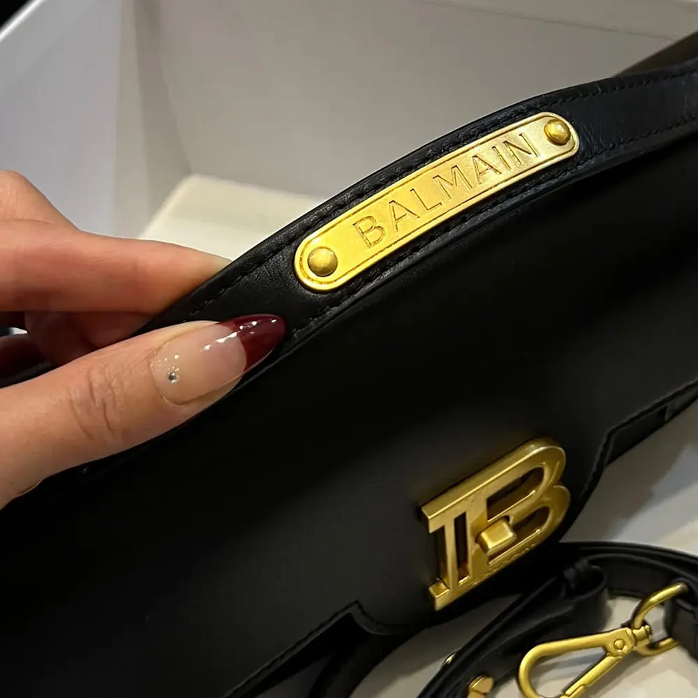 TÚI BALMAIN Women Smooth Leather B-Buzz 24 Bag-Black