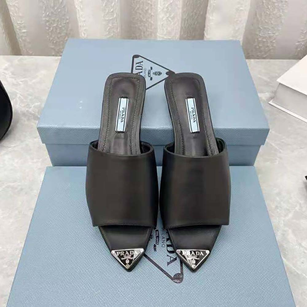 DÉP Prada Brushed Leather Slides Modernist Line Feature