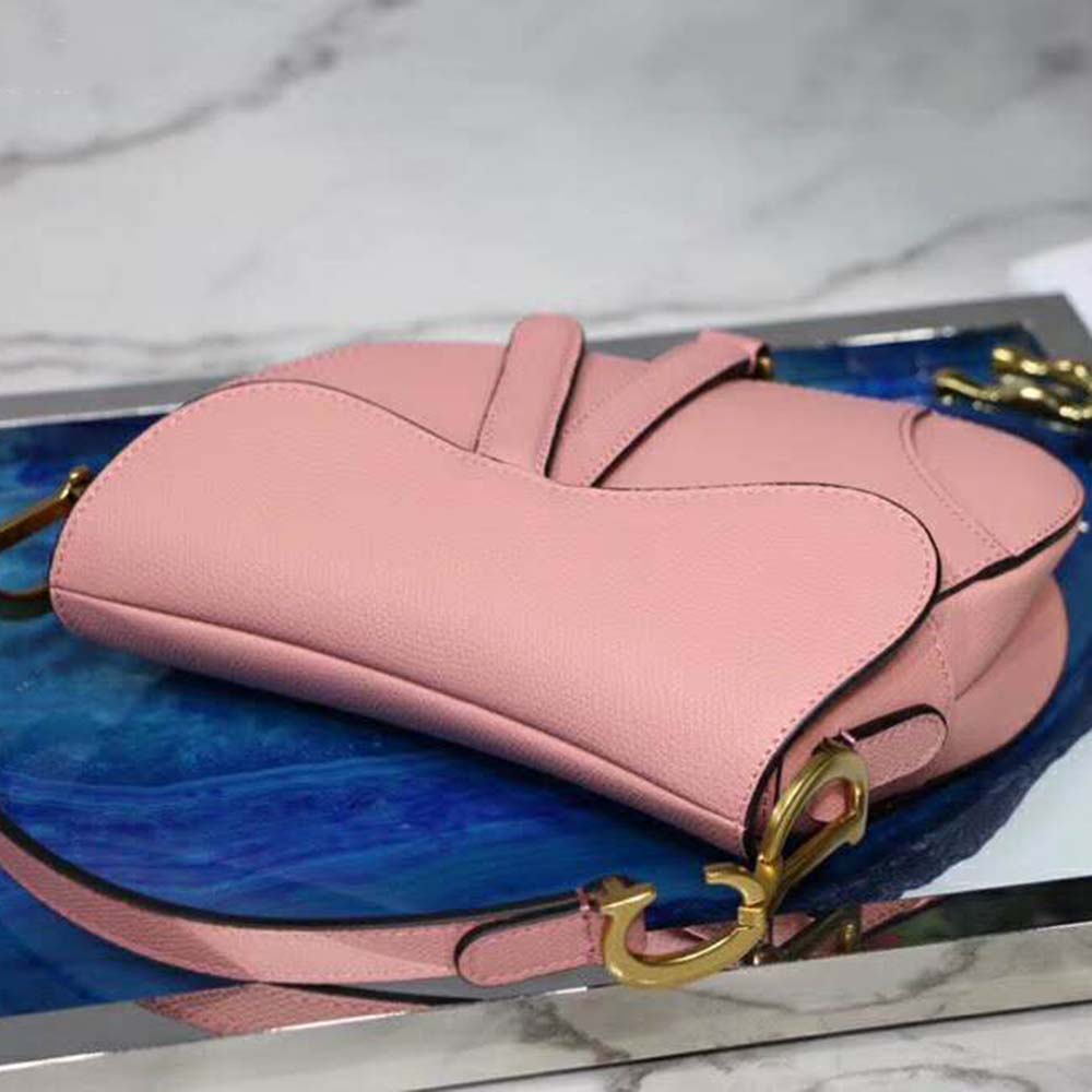 TÚI Dior Women Mini Saddle Bag in Calfskin-Pink