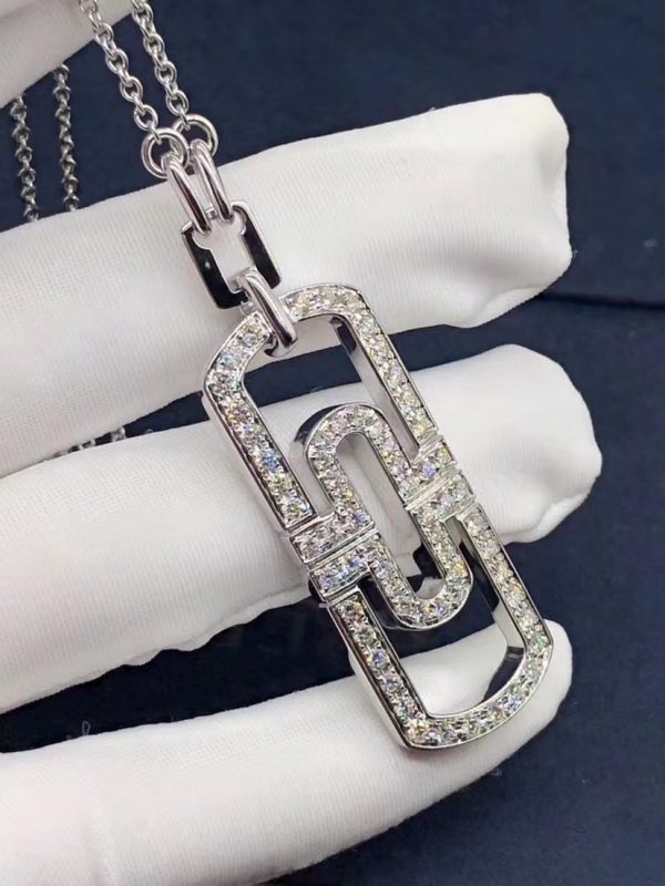 Vòng cổ BVLGARI Parentesi Full Pavé Diamonds vàng trắng 18K