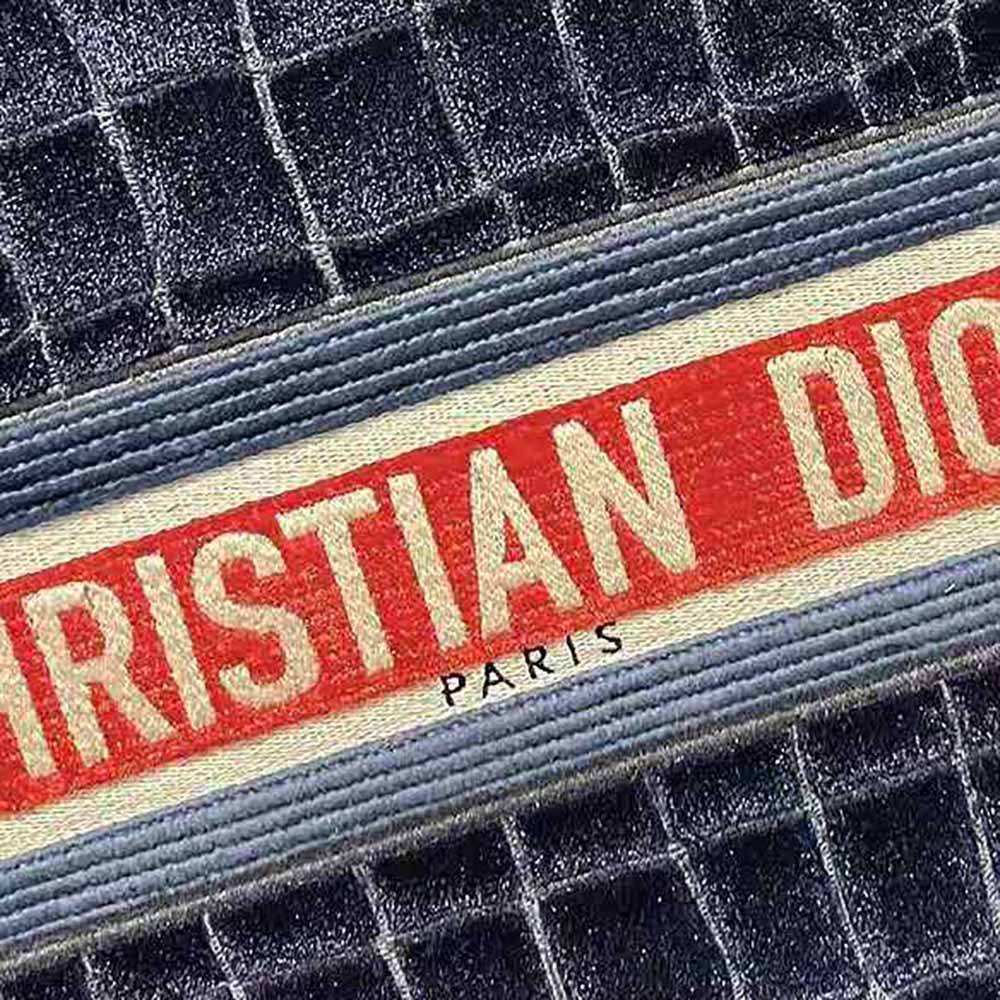 TÚI Dior Women Book Tote Blue Crocodile-Effect Embroidered Velvet