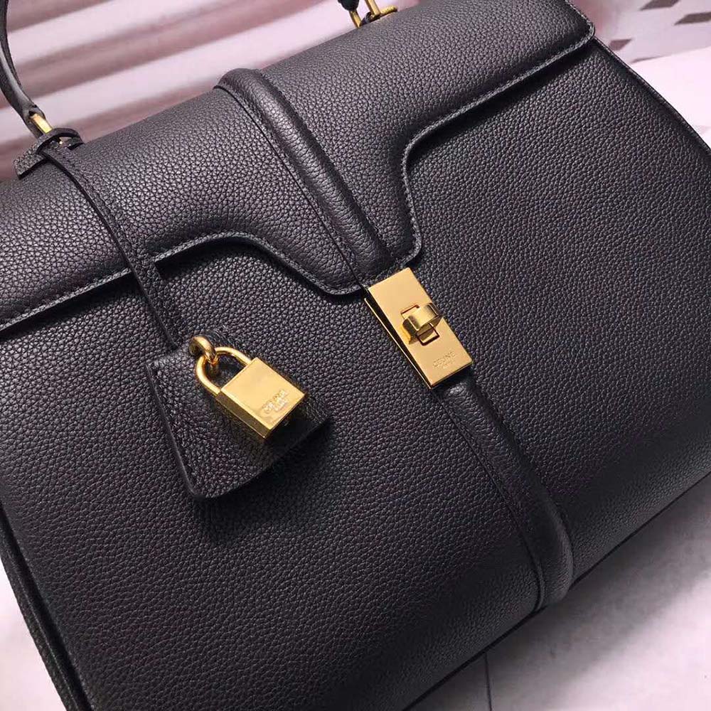 TÚI Celine Women Medium16 Bag in Grained Calfskin-Black