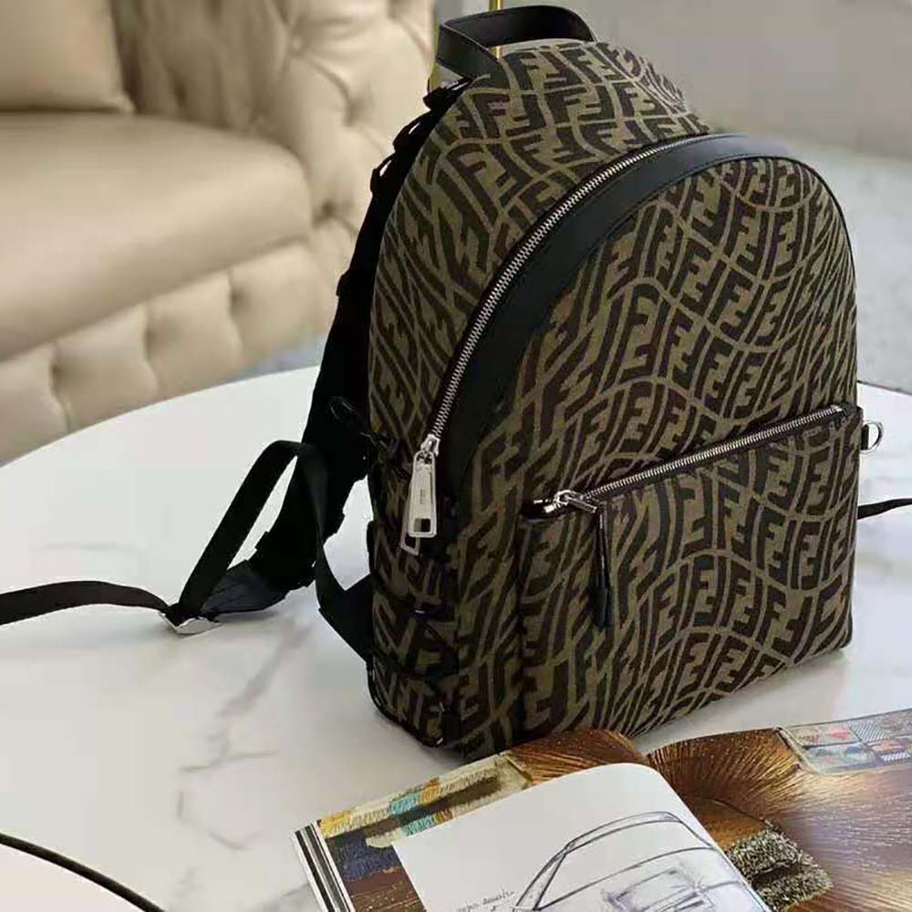 BALO FENDI Backpack in Brown FF Vertigo Fabric