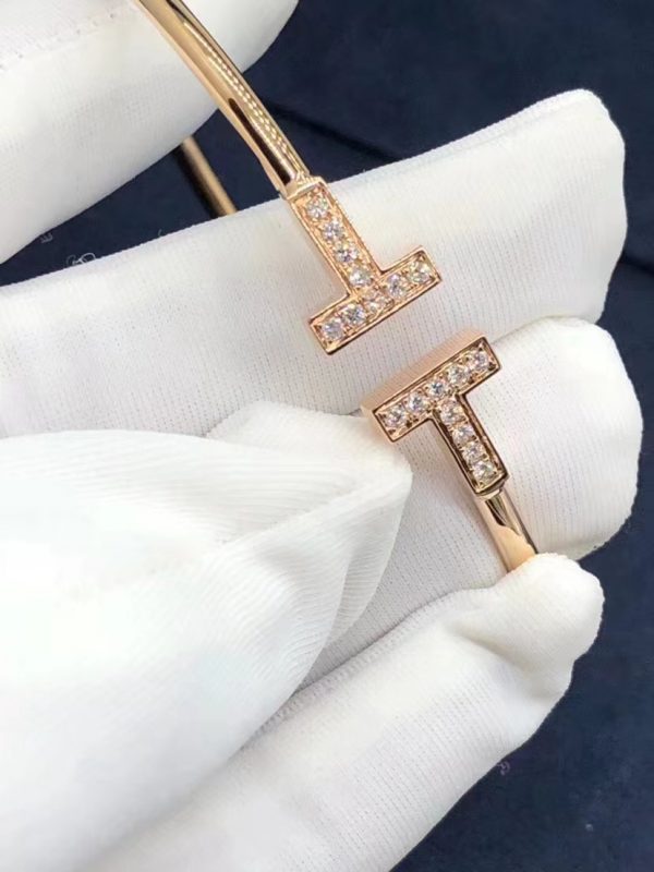 Vòng tay Tiffany & Co T T kim cương vàng hồng 18K
