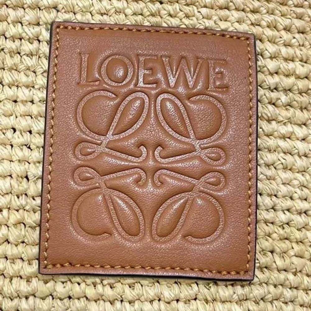 TÚI LOEWE  Mini Slit Bag in Raffia and Calfskin-Beige