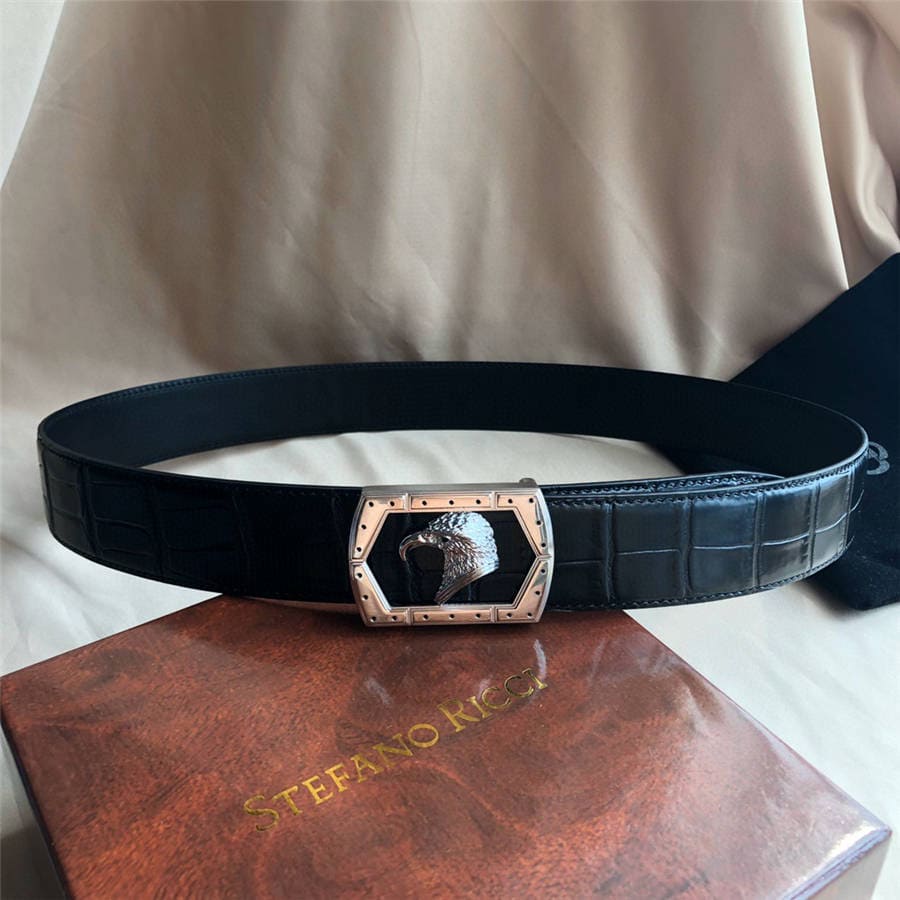 DÂY LƯNG STEFANO RICCI CROCODILE LEATHER DA CÁ SẤU Belt Khóa bạc