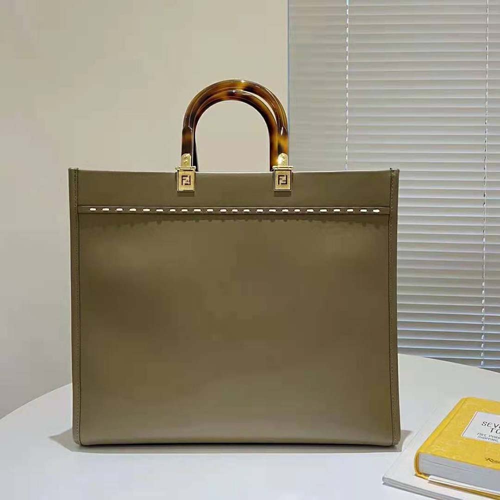 TÚI Fendi Women Sunshine Medium Gray Leather and Elaphe Shopper