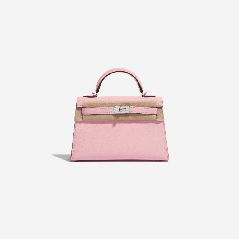 TÚI Hermès Kelly Mini Chèvre Mysore Rose Sakura Silver Buckle khóa trắng