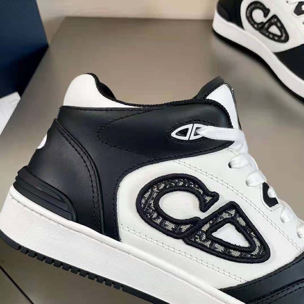GIÀY DIOR B57 Mid-Top Sneaker Black and White Smooth Calfskin