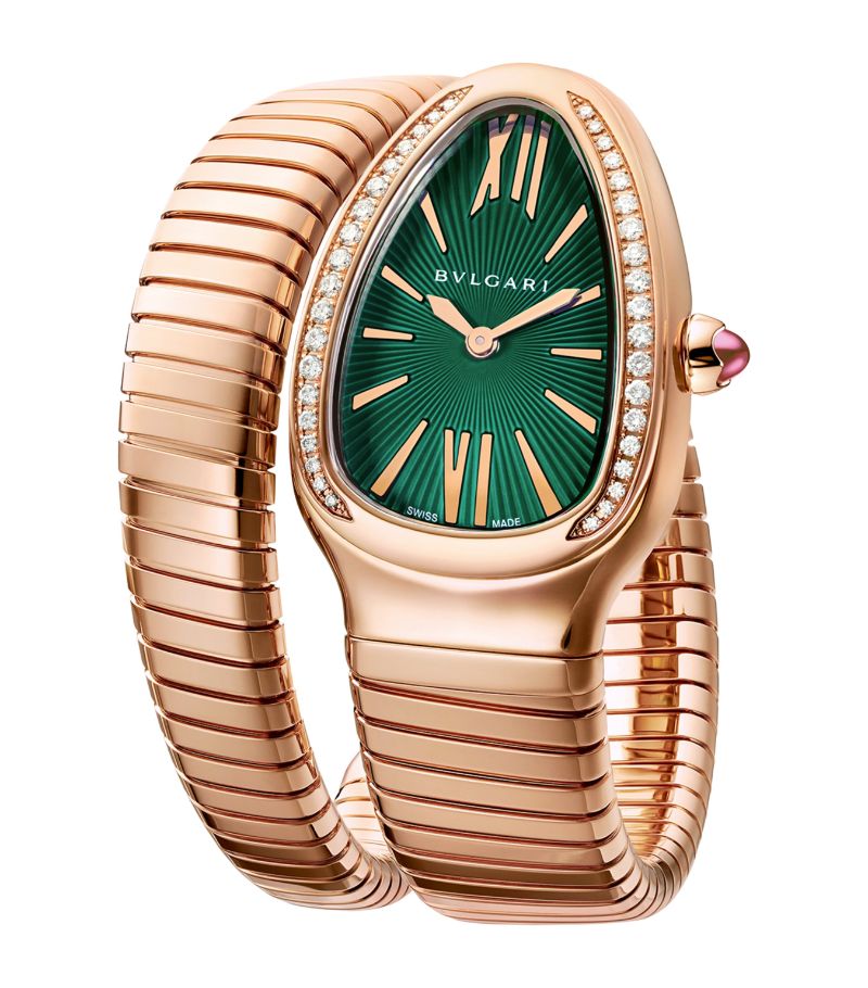 Đồng hồ BVLGARI  Yellow Gold and Diamond Serpenti Tubogas 35mm mặt số màu xanh