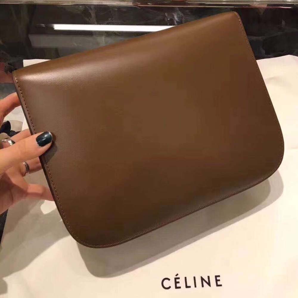 TÚI Celine Women Small Classic Bag in Box Calfskin Leather-Brown