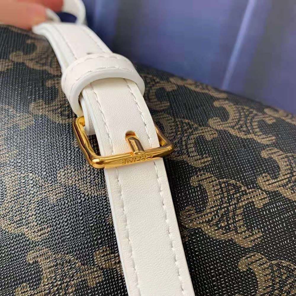 TÚI Celine Women Medium Folco Bag in Triomphe Canvas-White