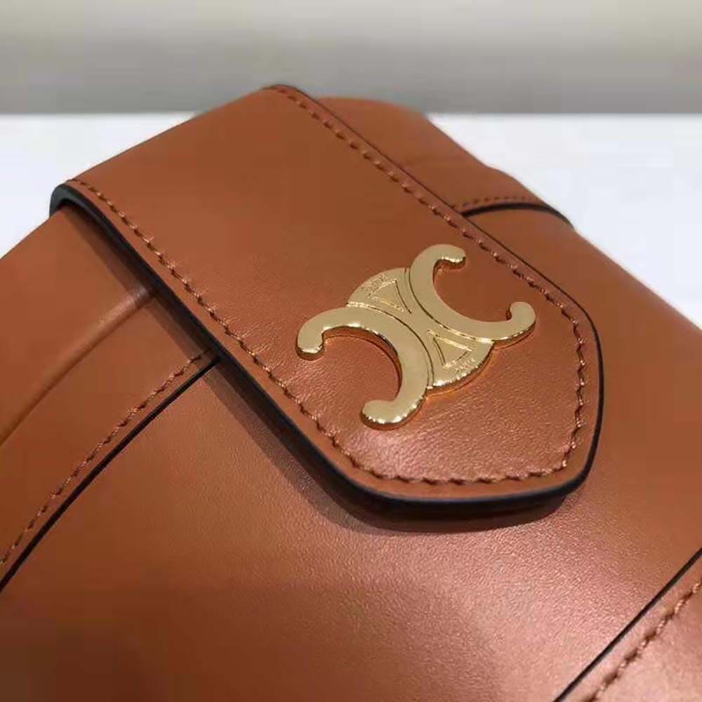 TÚI Celine Women Medium Tambour Bag in Smooth Calfskin-Brown