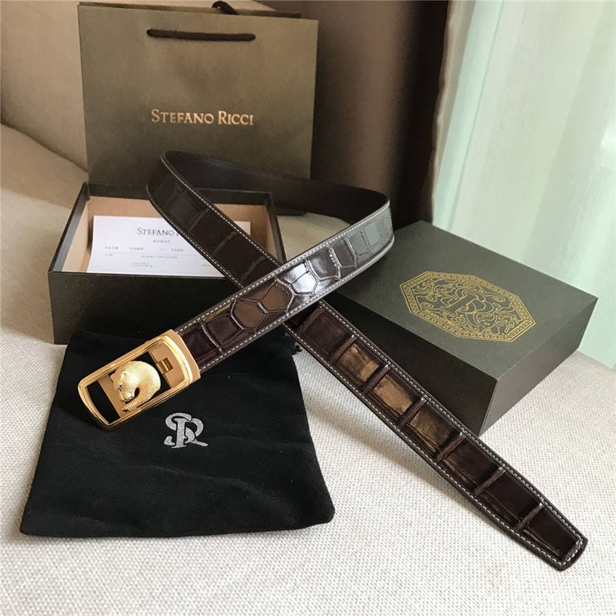 DÂY LƯNG STEFANO RICCI CROCODILE LEATHER DA CÁ SẤU Belt Khóa bạc