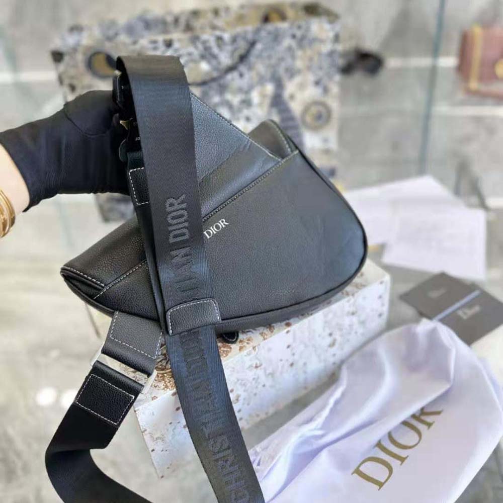 TÚI Dior Maxi Saddle Bag Black Grained Calfskin