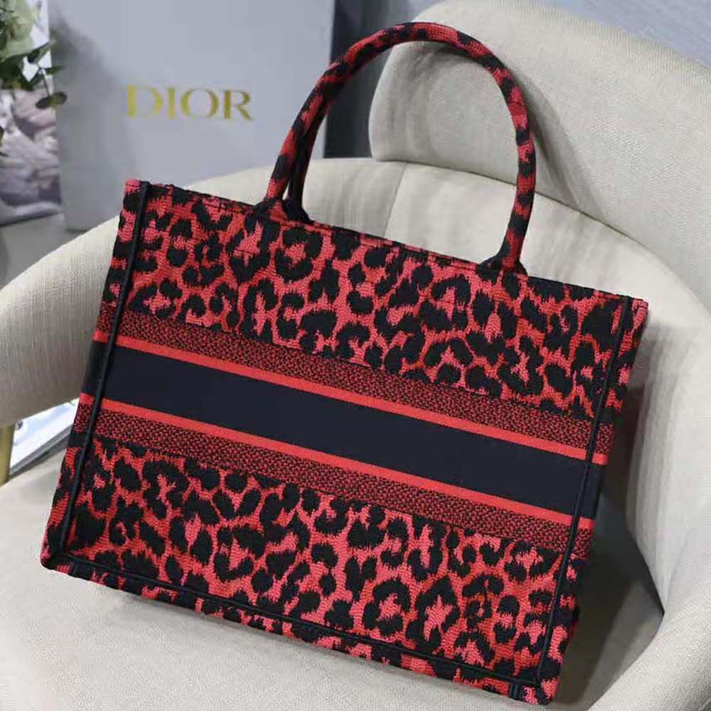 TÚI Dior Women Small Dior Book Tote Raspberry Pop Mizza Embroidery