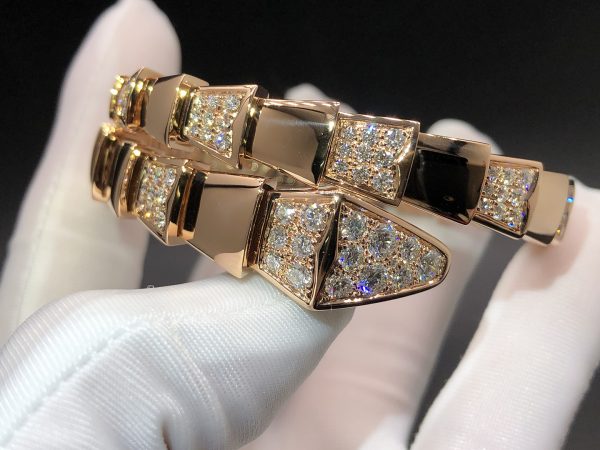 Vòng tay BVLGARI Serpenti Viper Rose Gold Diamond vàng hồng 18K