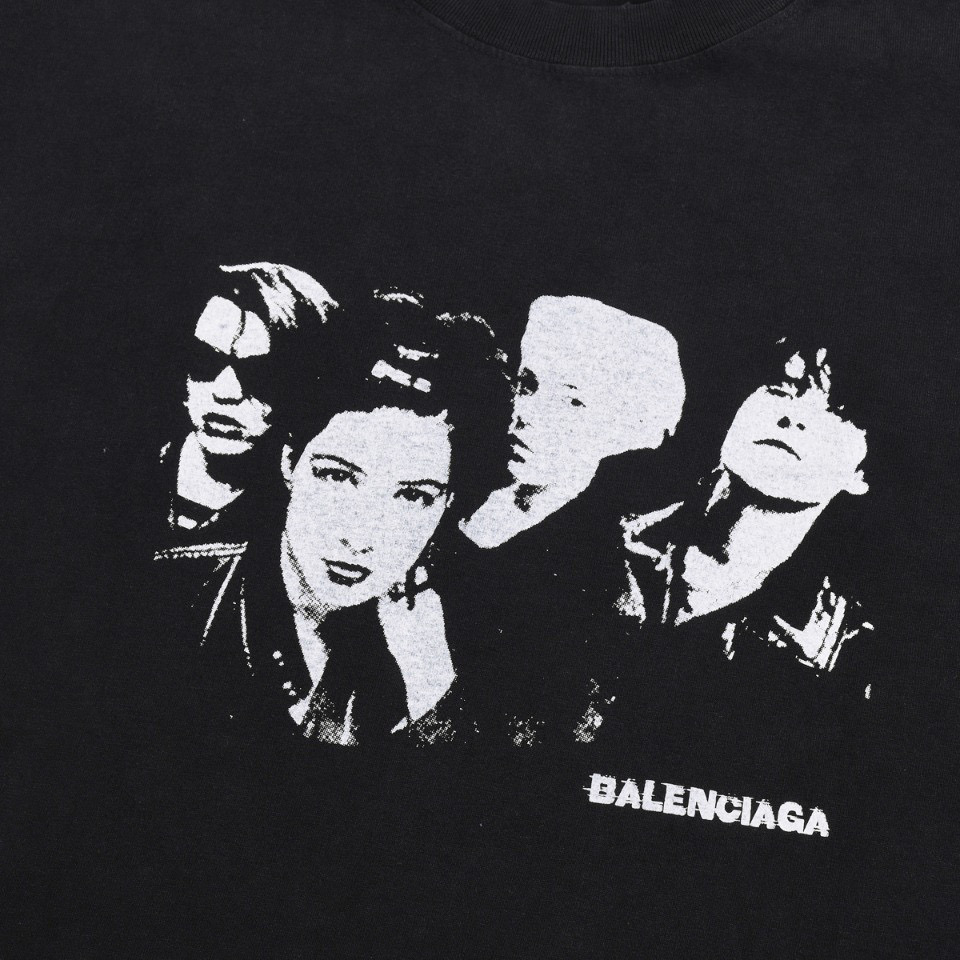 ÁO BALENCIAGA print cotton jersey T-shirt