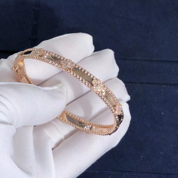 Vòng tay Van Cleef & Arpels Perlée Sweet Clovers kim cương vàng hồng 18K