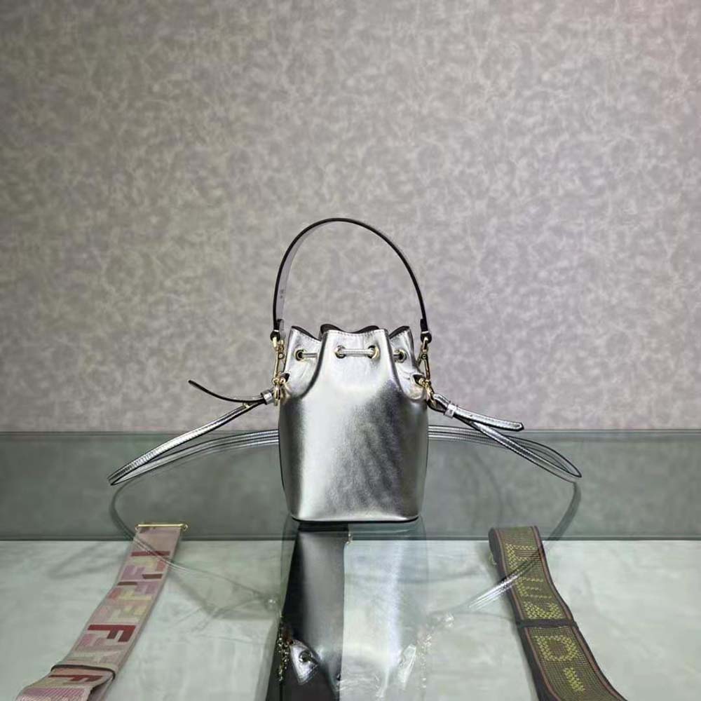 TÚI Fendi Women Mon Tresor Silver Laminated Leather Mini Bag